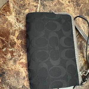 Coach Black Wristlet with Silver Accents